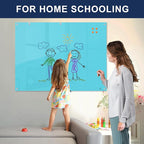 TSJ OFFICE Glass Dry-Erase Board - 48 x 36 Inches Wall Mounted Magnetic Whiteboard, Large Frameless Glass White Board for Office, Home & School, Blue