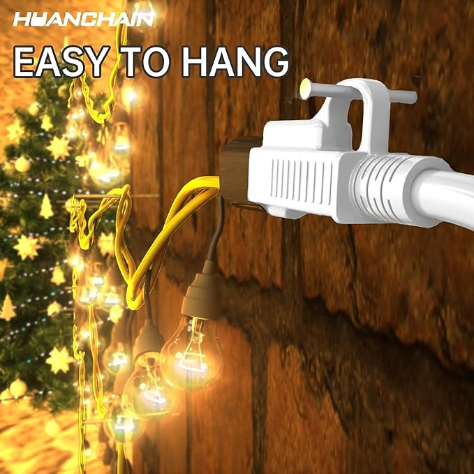 HUANCHAIN Indoor Outdoor White Extension Cord 8 ft Waterproof, 16/3 Gauge Flexible Cold-Resistant Appliance Extension Cord Outside, 13A 1625W 16AWG SJTW, 3 Prong Electric Cable, ETL