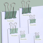 Temiary Aesthetic Binder Clips, 24 Pcs 1.26 Inches Small Metal Binder Clip with Clear Storage Container, Binding Paperwork Clamps for School Teachers Office Supplies (Green)