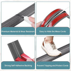 Floor Cord Cover Self Adhesive Cord Hider Floor Extension Cord Covers for Floor Power Cord Protector Cable Management Prevent Cable Trips Cable Cavity 0.32" W x 0.32" H (Deep Grey Wood, 10Ft)