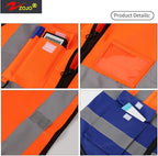 zojo High Visibility Safety Vests With Pockets, Pack of 10,Wholesale Reflective Vest for Outdoor Works, Cycling, Jogging, Walking,Sports - Fits for Men and Women(XL-Mix Orange & Blue)