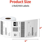 Direct Thermal Labels 4x6-450 Labels/Roll, Thermal Shipping Labels for Zebra 2844 ZP-450 ZP-500 ZP-505,8 Rolls,3600 Labels(NOT for DYMO)