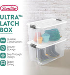 Sterilite 16-Pack Ultra Latching Box, Storage Bins with Lids, Clear Plastic, 70 Quart - Heavy-Duty Organizing Containers for Closet, Bathroom, and Office