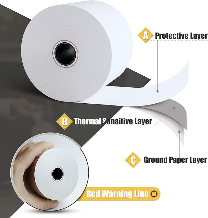 Azure Zone, Thermal Paper 2-1/4 X 230ft 200 Rolls, Fits Most POS Machines and Cash Registers, Great for Business Sales
