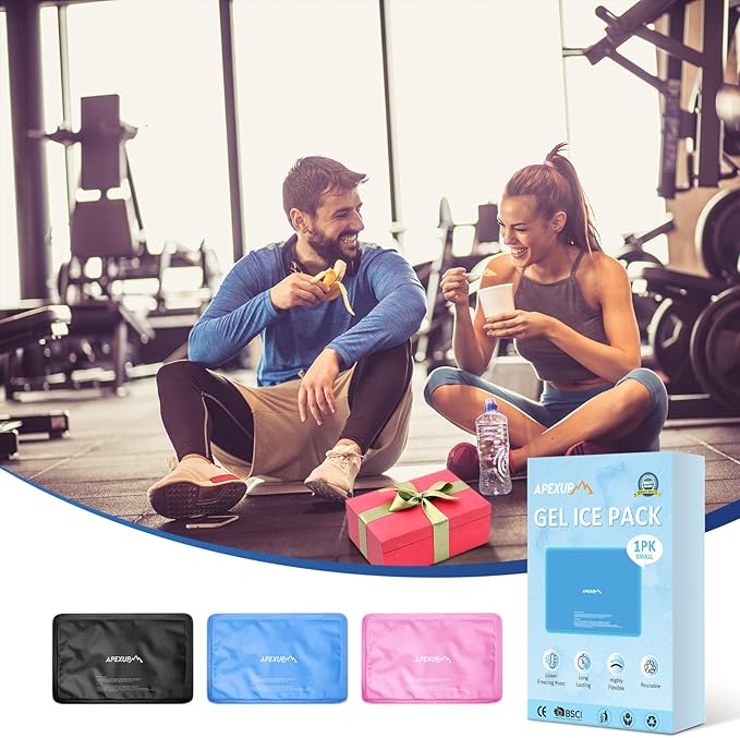 APEXUP Gel Ice Packs for Injuries Reusable, Flexible Double Sided Cold Packs for Injuries, Ice Pack for Knee, Shoulder, Back, Hip, Leg, Arm (Pink, S, 1PK)