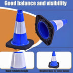 BESEA 8Pack 12 Inch Blue Traffic Cones with 4 Inch Reflective Collar, Heavy Duty PVC Safety Cones with 8.5 x 8.5 Inch Base for Parking, Driving Practice, Sports Training, and Construction