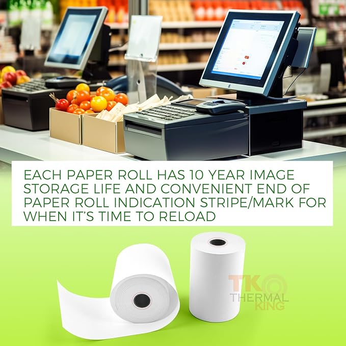 (100 Rolls) 3 1/8" x 119' Thermal Paper, POS Receipt Paper for Retail Business Cash Register, Fits Most Credit Card Terminal