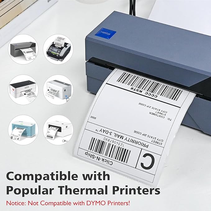 DGBDPACK 4"x6" Direct Thermal Shipping Labels 300 Labels/Roll Compatible with Zebra Rollo Beeprt Printer Permanent Adhesive