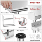 All-Stainless Steel Prep Table, 30 X 48 Inch, with Rounded-Corner Backsplash and Adjustable Undershelf, Heavy-Duty for Outdoor Use,Restaurants,Hotels,Workshops,Kitchens,Gardens, and Garages