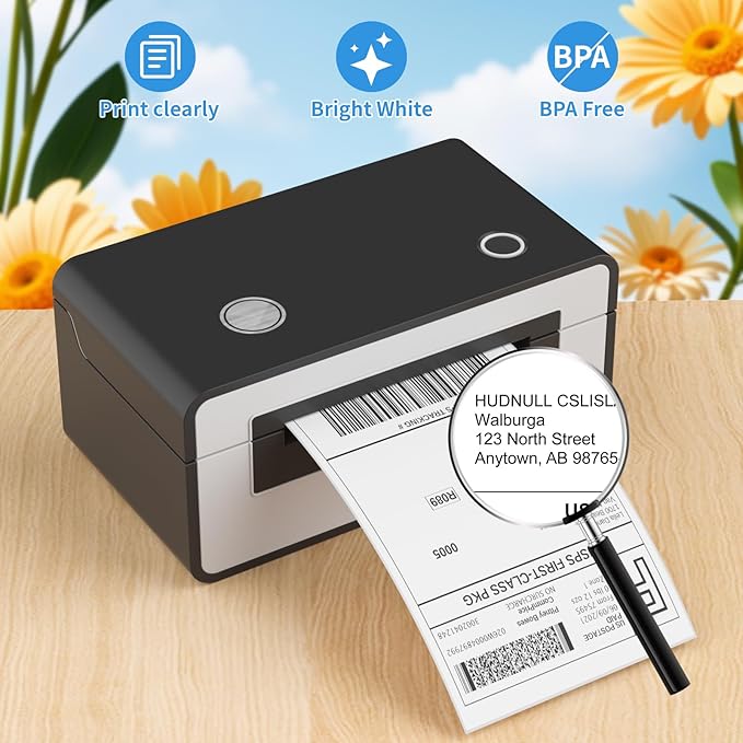 40 Rolls 4x6 Direct Thermal Shipping Labels 250 Labels/Roll Compatible with Zebra 2844, 2843, 2844z Eltron, Address Labels for Logistics E-Commerce Mailing Warehouse Thermal Labels for FBA USPS