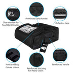 Pizza Bag,Large Thermal Pizza Delivery Bags Insulated Food Delivery Bag Professional Moisture Free Pies Pizza Warmer Carrier Bags Hold Up 5-16" or 4-18" (Black, 20"X20"X11")