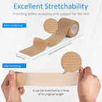 24Pack Self Adherent Cohesive Wrap Bandages Non Woven Cohesive Bandage Elastic Self Adhesive Bandage Wrap Sport Athletic Tape First Aid Tape for Wrist Ankle Pet Vet Wrap Grip Cover 2 inch (Skin Color)