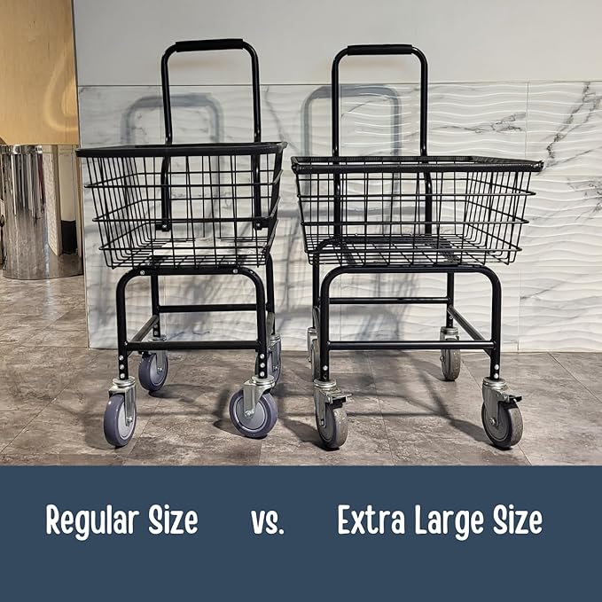 LVP Work Horse Commercial Laundry Cart with Removable Handle 2.85 Bushels (Black, Extra Large)
