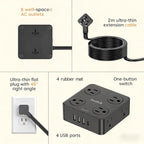 6.5Ft Power Strip with Surge Protector, 8 Outlets 4 USB Ports Extension Cord, Flat Plug Charging Station for Home Office Desk & College Dorm Essentials, Black