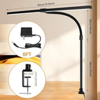 Double Head LED Desk Lamp with Timer of Remote Control 24W Brightest Computer Desk Light Office Lamp for Workbench Drafting Architect Study Reading Gaming with Anti-Glare Cover