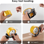 Rapid-Replace Packing Tape Dispenser Gun with Tape and Extra Blade, 2IN(50mm) Lightweight Ergonomic Industrial Handheld Heavy Duty Tape Cutter for Carton, Packaging and Box Sealing, Pink