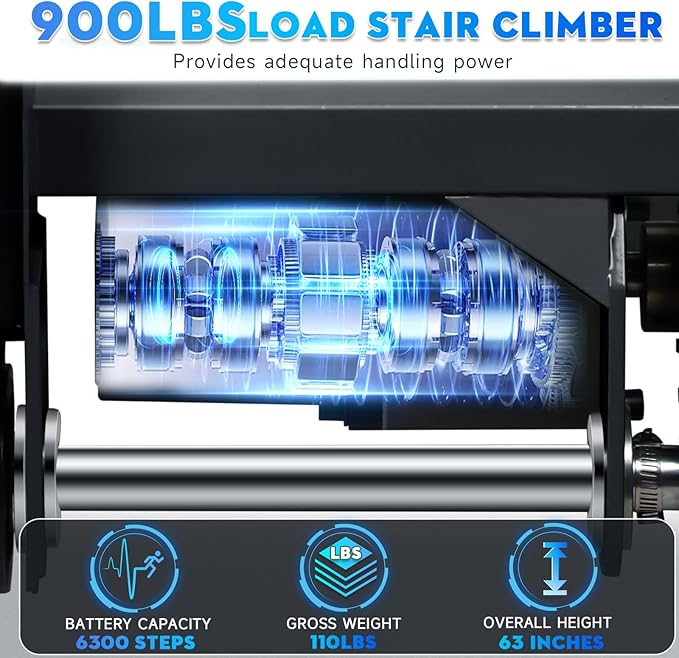 Electric Stair Climbing Hand Trucks Dolly Cart, 900lb Capacity Heavy Duty Stair Climber with Ropes, Carry Heavy Objects Up and Down Stairs Effortless for Furniture Logistics Warehouse