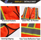 Safety Vest for Men Women Reflective with 5 Pockets and Zipper Front Mesh High Visibility Vest Hi Vis Construction Work Vest,Meets ANSI/ISEA Standards(EK175-Orange-2XL)
