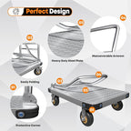 Heavy Duty Platform Truck Flat Moving Cart Hand Trucks, 2600Lbs Steel Push Cart Dolly, 48 x 24in Large Flatbed with 6'' 360 Degree Swivel Wheels for Easy Storage