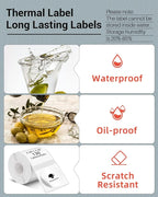 Phomemo Sticker Circle Labels- 2.36"x 2.36"(60x60mm) Thermal Label for M221/M220/M200, for Barcode/Address/Mailing/Logo/Business/Home Tag, Black on White