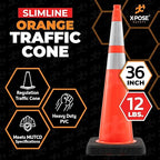 Xpose Safety 36 Inch Orange Slim Line Traffic Cones Heavy Duty 12lb 6" & 4" Collar - Bulk Full Pallet 234 Pack - Multipurpose PVC Plastic Safety Cone Parking, Caution & Construction - DOT Approved
