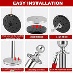 6 PCS Stainless Steel Stanchion Post,5Ft Red Velvet Rope, Hollow Base and Velvet Ropes Safety Barriers Set, Poles Crowd Control Barriers for Red Carpet Themed Decoration
