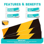 2 Inch x 110 FT Black & Yellow Floor Marking Tape, High-Visibility & Adhesive Hazard Tape for Caution & Aisle Marking, Warning Safety Stripe Tape, Caution Tape Roll for Walls Steps Pipes Equipment