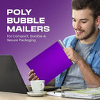 Purple 12.5x19.5 Inch Large Poly Bubble Mailers #6 | Padded Envelopes with Self Seal | Air Lined Cushioned Bubble Mailer | Usable Size 12.5x15 | 100 Pack Bulk | Lightweight shipping Bags