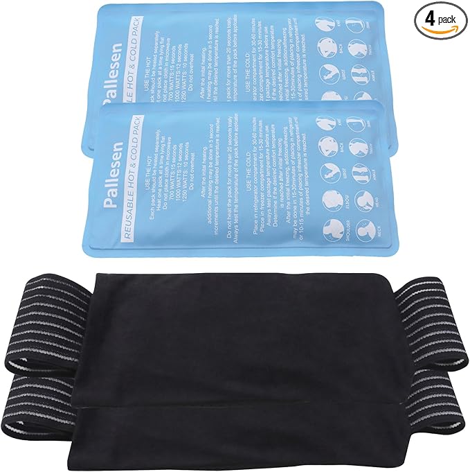 Ice Packs, Ice Packs for Injuries Reusable, Cold Packs for Injuries, with Wrap, Flexible Therapy, Soft Gel Pack, Cold Compress for Pain Relief, Blue