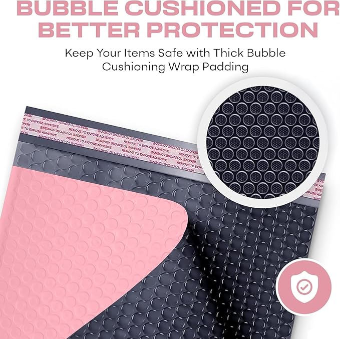 Light Pink Large Poly Bubble Mailers 12x15 inch | Self Seal Padded Envelopes Cushioned Bubble Mailer | Usable Size 12x15 | WaterProof | Lightweight mailing Shipping Bags | 100 Pack Bulk