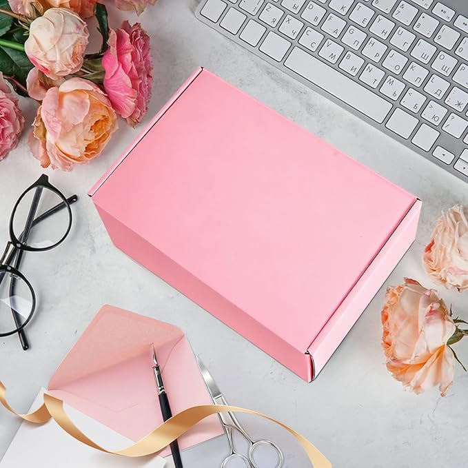 9x6x2 inches Shipping Boxes Set of 25, Small Corrugated Cardboard Box, Literature Mailer, Gift Boxes (Pink, 9x6x2)
