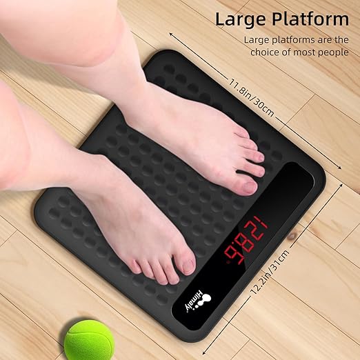 himaly Digital Body Weight Scale Bathroom Scale, Step-On Technology High Precision Measurements Scales with Large Non Slip Silicone Platform and LCD Digital Display, 400lbs/180kg Capacity