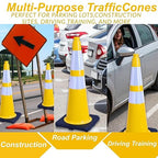BESEA 8Pack 36” inch Traffic Cones Yellow Road Parking Cones Construction Safety Cone Structurally Stable for Traffic Control(Blue Color)