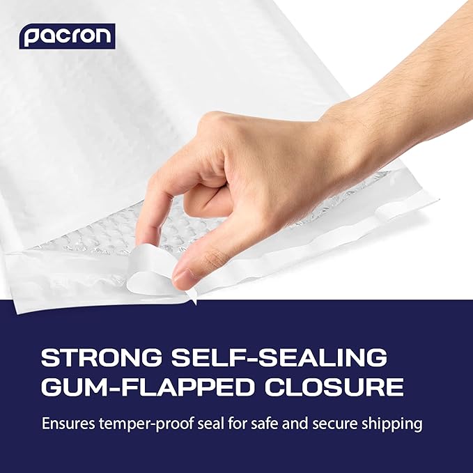 200-Pack Waterproof Poly Bubble Mailers 7.25 x 12 - Thick, Durable, Instant Seal Envelopes with Strong Adhesive - Protective Shipping Mailers for Jewelry, Cosmetics, SD Cards, USB Cables