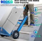Electric Stair Climbing Hand Trucks Dolly Cart, 900lb Capacity Heavy Duty Stair Climber with Ropes, Carry Heavy Objects Up and Down Stairs Effortless for Furniture Logistics Warehouse, 1250W Motor