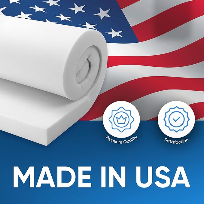 AK Trading CO. AK-Trading Upholstery High Density 4"" Height x 24"" Width x 72"" Length-Home or Commercial Use Seat Replacement Cushion-Made in USA Foam (FOAM-HD-4x24x72)