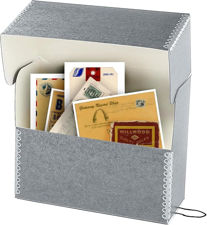 Lineco Archival Document Storage Box with Metal Edge, Acid-Free Gray Boxboard, Organize and Store Files, Prints, Photos, Jumbo-Sized Case 15.5" x 12.5" x 5" Wide, Pack of 2
