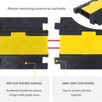 Cable Ramp Cable Protector Ramps Wire Hose Protective 2 Channel Traffic Rubber Plastic Cord Cover Speed Bump for Asphalt Concrete Gravel Driveway Outdoor, 4 Pack