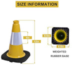 OrangeStar 6-Pack 12" Traffic Cones, Weighted Safety Cones with Reflective Collar for Driving Practice, Sports Training, Parking Lots & Construction, Indoor & Outdoor Use, Yellow