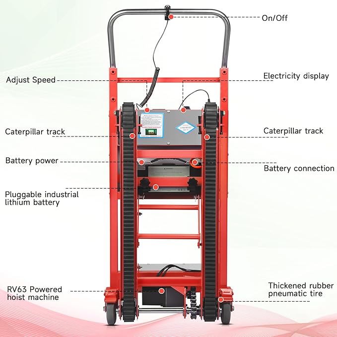 Electric Stair Climbing Dolly, 1250W Electric Stair Climbing Hand Truck, 900lbs Max Load Capacity, 3 Mode Folding Stair Climber Hand Trucks with Telescopic Handle for Moving Furniture (Orange)