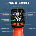 -58°F to 2732°F Infrared Thermometer Temperature Gun, 50:1 Laser Thermometer Gun for Oven, HVAC, Humidity Measurement Wood, Wall, IR Temp Gun for Engine, Forging, Industrial & Home