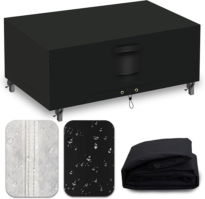 Heavy Duty Patio Furniture Covers Waterproof, 600D Outdoor Furniture Cover Waterproof for Sectional Sofa Couch, Outdoor Dining Table and Chair Set Covers 56''L x 32''W x 28''H, Black