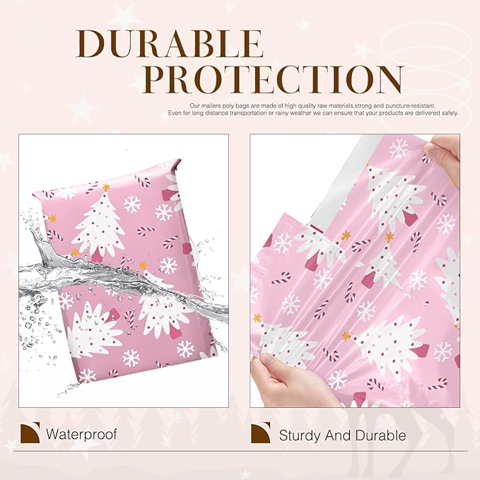 Metronic Christmas Poly Mailers 14.5x19" 500 Pack Shipping Bags for Clothes,Self Adhesive Shipping Envelopes for Small Business,Waterproof Mailers Poly Bags for Shipping,Packaging Mailing Bags Pink
