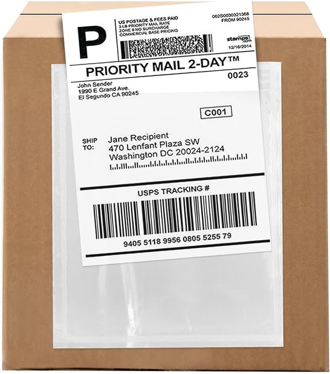 1000 Count 4.5" x 6" Shipping Label Envelopes, Clear Packing List Pouches with Self-Adhesive Back, Top Loading for Shipping Labels Sleeves, for Packing Slips, Labels Invoices & Paperwork. GPI