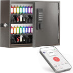 WeHere Smart Key Lock Box, Wall Mounted Key Cabinet with 60 Key Tags, Bluetooth App Control, OTP & Password Unlock, Wi-Fi Remote Unlock (Bridge Required), Steel Key Safe for Office Home Business