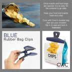 COOK WITH COLOR Food Clips - Wide Heavy Duty Chip Clips, Large Bag Clips for Food Storage with Air Tight Seal Grip, Pack of 4, Blue