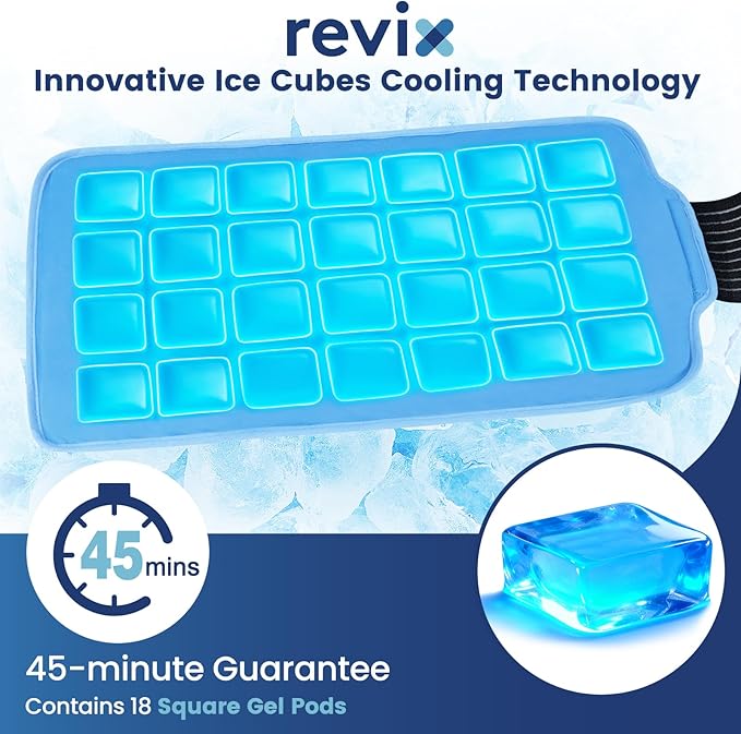 REVIX Large Gel Ice Packs Reusable, 45-Minutes of Long Lasting Cold Packs with Ice Grid Gel Design, Lower Back, Shoulder, Knee Ice Wrap, Cold Therapy for Soothing Waist & Leg Fatigue, 16 × 9", 2 Packs
