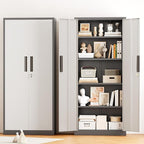 Crownland 63" Metal Storage Cabinet, Lockable Garage Storage Cabinets, High Office Cabinet with Adjustable Shelves for Garage, Home Office, Pantry, File(Grey & Light Grey)