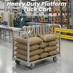 Heavy Duty Push Cart with Wheels 2200 LBS Capacity - Large Metal Grocery Cart with Enclosed Cage, 40x24 Flatbed Wagon for Commercial Laundry, Apartment, and Outdoor Gardening