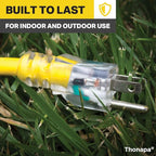 100 Foot Outdoor Extension Cord - 12/3 Heavy Duty Yellow Extension Cable with 3 Prong Grounded Plug for Safety - Great for Garden and Major Appliances